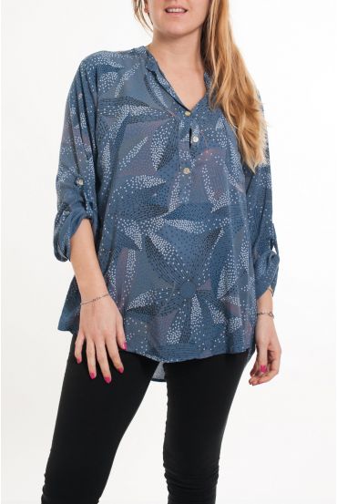 GROOT FORMAAT BLOUSE PRINTS 5082 BLAUW