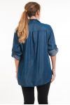 DI GRANDI DIMENSIONI CAMICIA EFFETTO JEANS PERLINE 5096 BLU