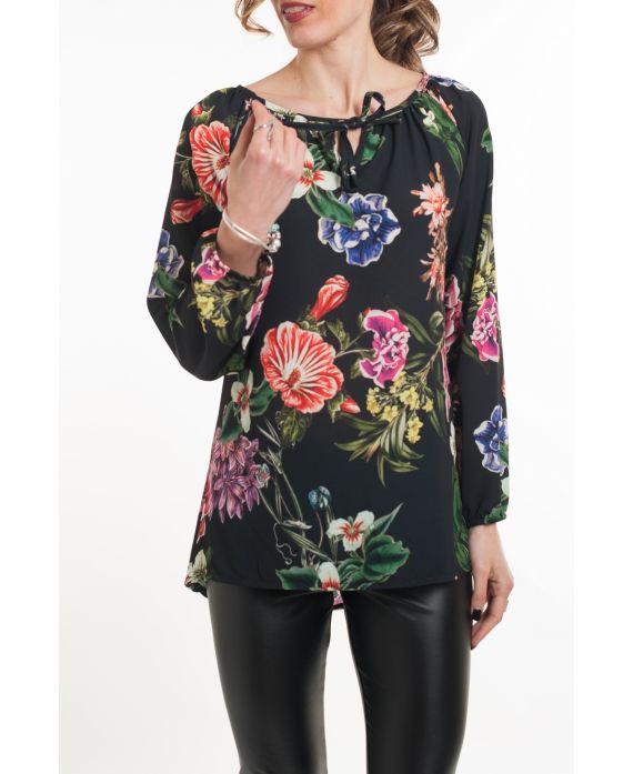 TUNIC PRINTED TROPICAL 5073 BLACK