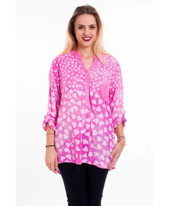 BLUSA DE LENTEJUELAS DE IMPRESIÓN 5091 FUSHIA