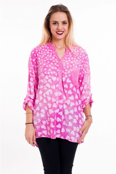 BLUSE GEDRUCKT PAILLETTEN 5091 FUSHIA