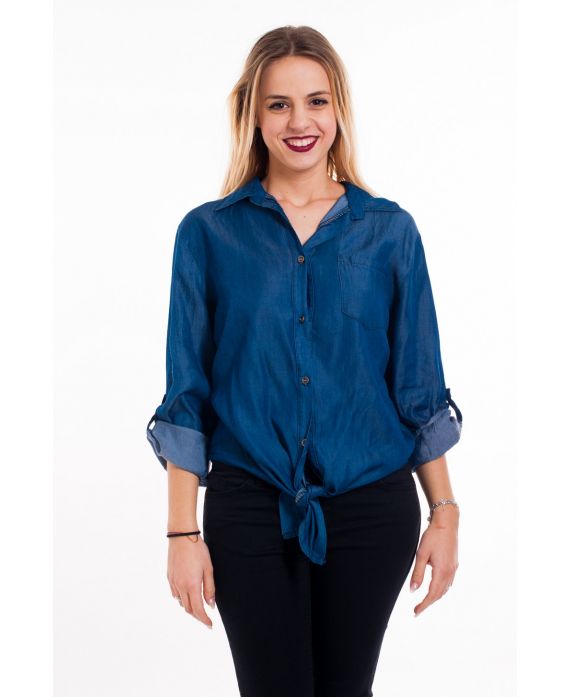 CAMICETTA EFFETTO JEANS 5093 BLU SCURO