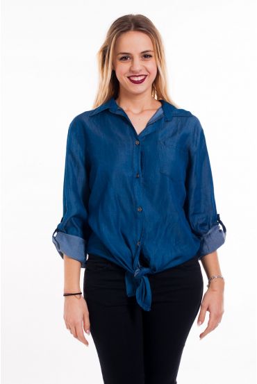 BLUSA EFECTO JEANS 5093 AZUL OSCURO