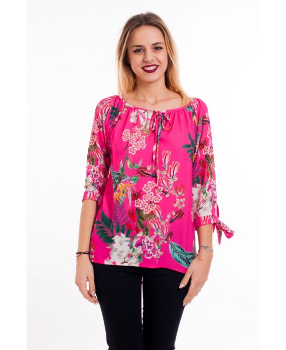 BEDRUCKTE TUNIKA TROPICAL 6001 FUSHIA