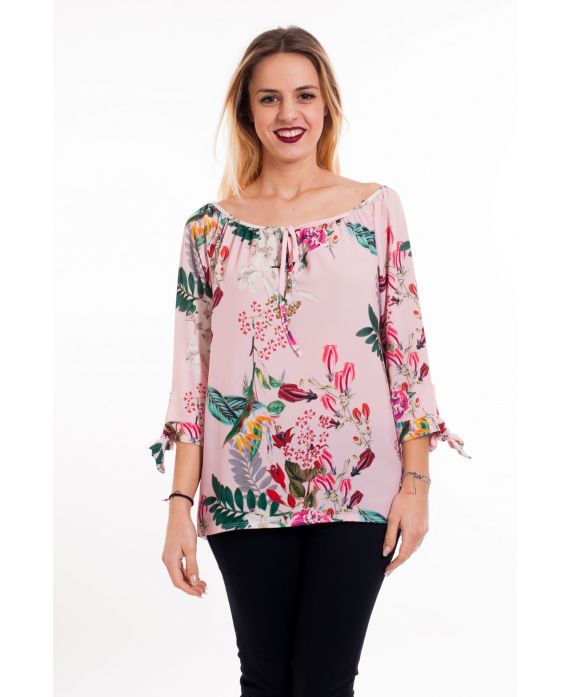 BEDRUCKTE TUNIKA TROPICAL 6001 ROSA