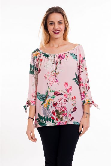 BEDRUCKTE TUNIKA TROPICAL 6001 ROSA