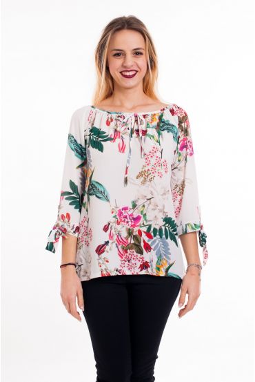 TUNIC PRINTED TROPICAL 6001 WHITE