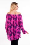 TUNIC PRINTED SHOULDERS DENUDEES 6003 FUSHIA