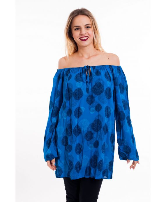 TUNIC PRINTED SHOULDERS DENUDEES 6003 ROYAL