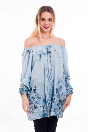 TUNIC PRINTED SHOULDERS DENUDEES 5097'AZUR