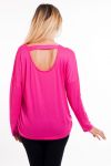 T-SHIRT BEADED OPEN BACK 6011 FUSHIA