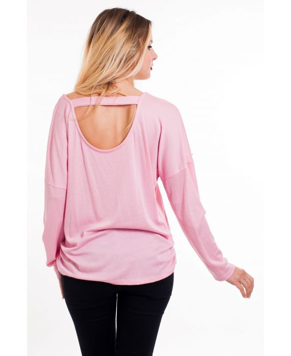 T-SHIRT BEADED OPEN BACK 6011 ROSE