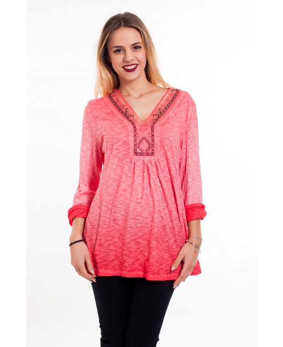 CAMISETA DE CUELLO DE FANTASÍA CORAL 6004