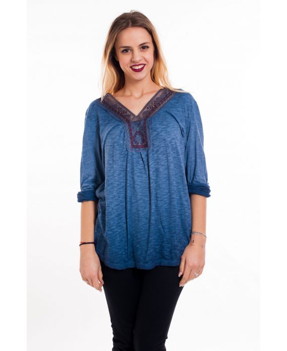 HALS T-SHIRT FANTASIE 6004 BLAUW