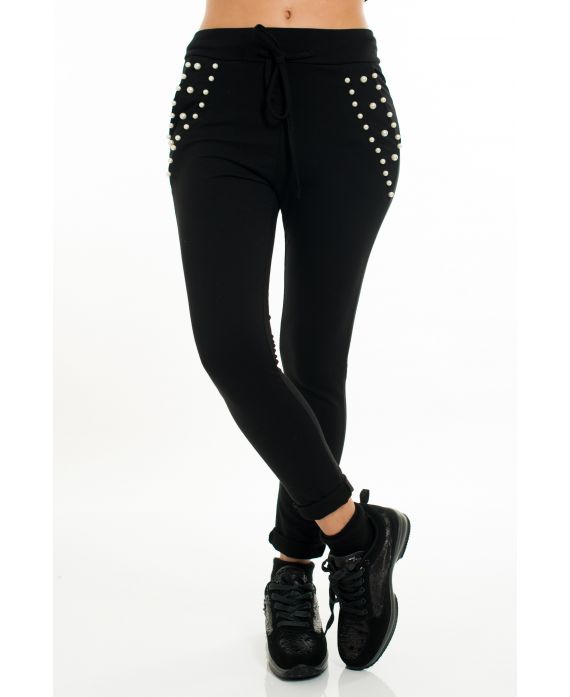 PANTALON POCHES PERLES 5086 NOIR