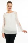 KURZÄRMELIGE BLUSE PERLEN 5069 WEIß