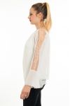 BLOUSE MANCHES PERLES 5069 BLANC