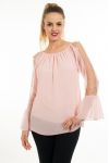 KURZÄRMELIGE BLUSE PERLEN 5069 ROSA