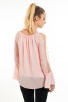 KURZÄRMELIGE BLUSE PERLEN 5069 ROSA