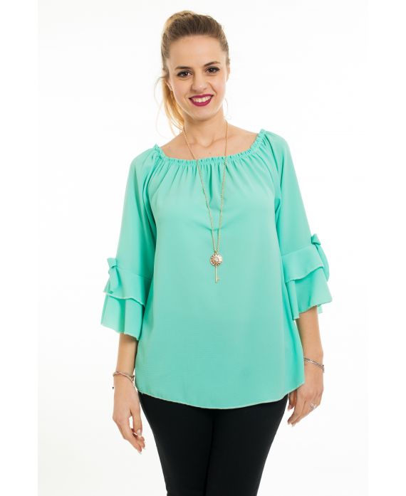 BLOUSE + BIJOU 5068 VERT PASTEL