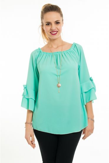 BLOUSE + BIJOU 5068 VERT PASTEL