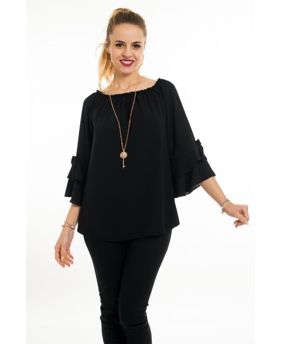 BLOUSE + JUWEEL 5068 ZWART