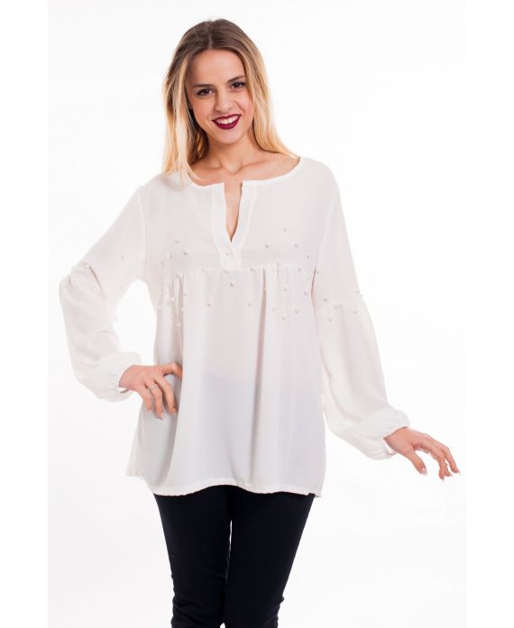 BLOUSE PERLES 6010 BLANC