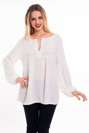 BLUSA DE CUENTAS 6010 BLANCO