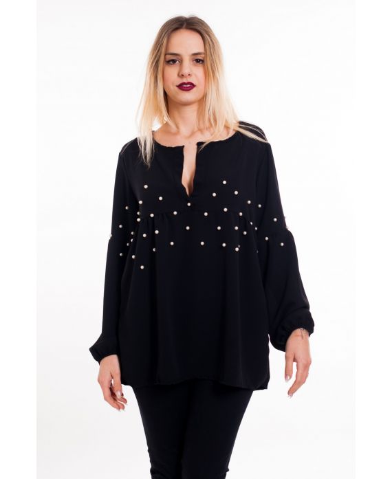 BLOUSE PERLES 6010 NOIR