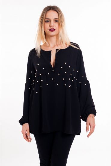 BLOUSE PERLES 6010 NOIR