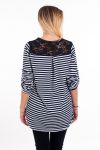 T-SHIRT A RIGHE IN PIZZO 6008 NAVY