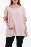 LARGE SIZE TUNIC POCKET LACE 6025 ROSE