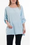 LARGE SIZE TUNIC POCKET LACE 6025 BLUE