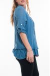 LARGE SIZE TUNIC NECKLINE FANCY 6028 BLUE