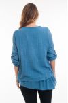 LARGE SIZE TUNIC NECKLINE FANCY 6028 BLUE