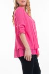 GRANDE TAILLE TUNIQUE ENCOLURE FANTAISIE 6028 FUSHIA