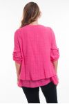 GRANDE TAILLE TUNIQUE ENCOLURE FANTAISIE 6028 FUSHIA