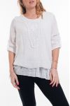 LARGE SIZE TUNIC NECKLINE FANCY 6028 WHITE