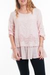 LARGE SIZE TUNIC SUPERPOSEE BRODEE 6032 PINK