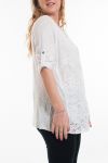 LARGE SIZE TUNIC TOP LACE 6033 WHITE