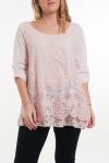 GROOT FORMAAT TUNIEK TOP LACE 6033 ROZE