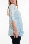 LARGE SIZE TUNIC TOP LACE 6033 AZURE BLUE