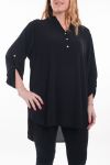 LARGE SIZE TUNIC NECKLINE HAS BUTTONS 6043 BLACK