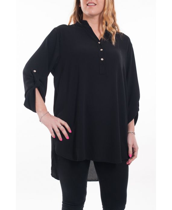 LARGE SIZE TUNIC NECKLINE HAS BUTTONS 6043 BLACK