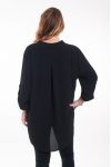 LARGE SIZE TUNIC NECKLINE HAS BUTTONS 6043 BLACK