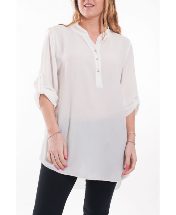 LARGE SIZE TUNIC NECKLINE HAS BUTTONS 6043 WHITE