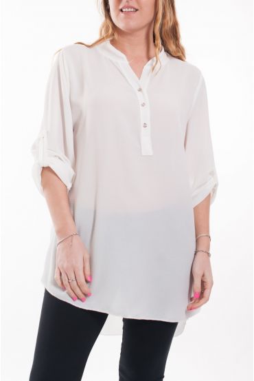 LARGE SIZE TUNIC NECKLINE HAS BUTTONS 6043 WHITE