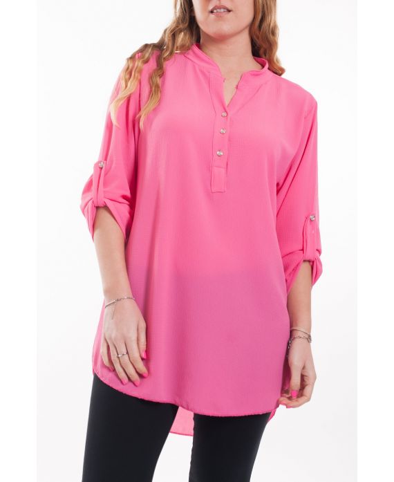 LARGE SIZE TUNIC NECKLINE HAS BUTTONS 6043 FUSHIA