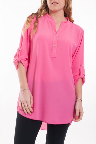 LARGE SIZE TUNIC NECKLINE HAS BUTTONS 6043 FUSHIA