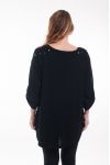 GRANDE TAILLE T-SHIRT PERLES 6044 NOIR